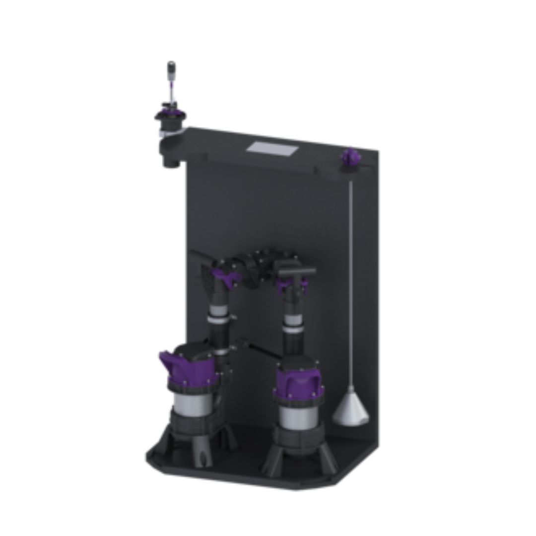 KESSEL Pump installation kit Retrofit S Duo, wastewater without sewage, installation in on-site collecting tank, with 2 submersible GTF 600-S1 pumps, alarm generator with Float switch, delivery rate 12 m³/h, Backflow preventer integrated